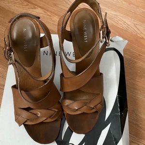 Nine West Rusty DK Natural Leather Sandals